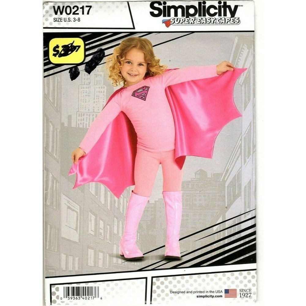 Simplicity W0217 Super Easy Capes Uncut Sewing Pattern Childs Size 3 to 8